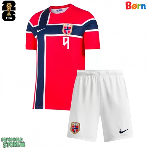 Norge Erling Haaland #9 Replika Babytøj Hjemmebanesæt Børn VM 2026 Kortærmet (+ Korte bukser)